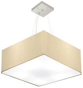 Lustre Pendente Quadrado Md-4071 Cúpula em Tecido 30/70x70cm Algodão Crú - Bivolt