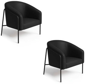 Poltrona Sala Industrial Alta Preto Kit 2 Stella Sintético PU D03 - D'Rossi - Preto