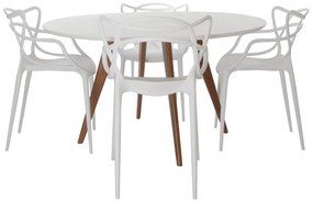 Conjunto Mesa Square Redonda Branco Fosco 88cm + 4 Cadeiras Allegra - Branca