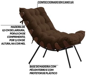 Poltrona Decorativa Sala de Estar Abel Base de Madeira Preto Suede Marrom G41 - Gran Belo