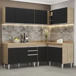 Armário de Cozinha Modulado de Canto 6 Peças CP29 Balcão com Tampo Cas