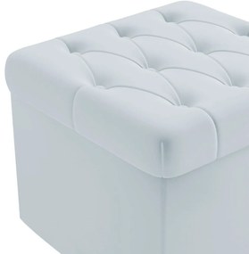 PUFF BAU CAPITONE QUADRADO SUEDE CINZA -