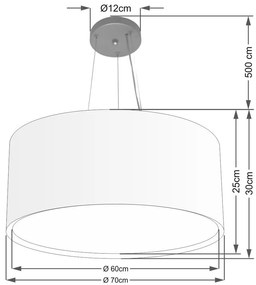 Lustre Pendente Cilíndrico Duplo Md-4303 Cúpula em Tecido 70x30cm Algodão Crú - Bivolt