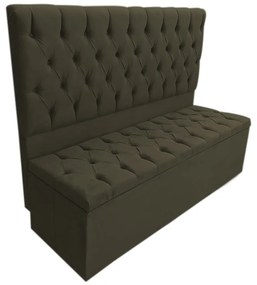 Cabeceira com Calçadeira Baú Solteiro 100cm Nicole Suede Marrom - Sheep Estofados - Marrom