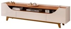 Rack Para Sala Bancada de TV 75 Pol 219cm Pés Madeira Giulia D04 Off W