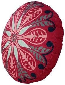 Almofada Redonda Ravi Cheia Indiana em Tons Cereja 40x40cm - ARI-0325