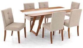 Conjunto Mesa de Jantar Lovaina Vidro Off White + Cadeiras Andenne Encosto Estofado - 67638 Sun House