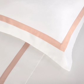 Super Fronha Avulsa Trussardi Cetim 300 Fios Vercelli - Branco e Rosa Pétali  50 x 90 cm