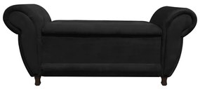 Recamier com Baú Itália Namoradeira Calçadeira Suede - D'Rossi - Preto
