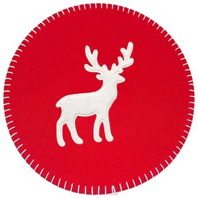 Jogo Americano Redondo de Natal 1 Unidade Tecido 35cm Rena Vermelho F04 - D'Rossi