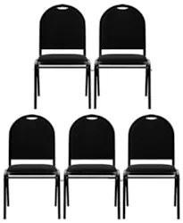 Kit 5 Cadeiras Hoteleiras Auditório Empilhável Linho Z33 Preto - Mpoze