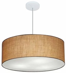 Lustre Pendente Cilíndrico Md-4079 Cúpula em Tecido 60x21cm Palha - Bivolt