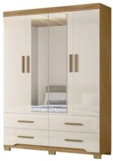 Guarda Roupa Casal 160cm Com Espelho Cancum Freijó/Off Z17 - Mpozena