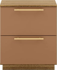 Mesa Cabeceira Quarto 50cm com 2 Gavetas Magna V01 - D'Rossi - Naturale e Camarim