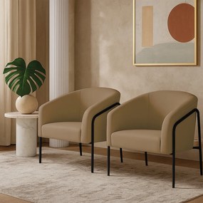Poltrona Sala Industrial Alta Preto Kit 2 Stella Suede D03 - D'Rossi - Marrom Rato