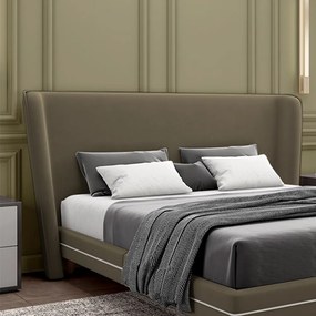 Cabeceira Design para Cama de Casal Torres Pés em Madeira Veludo Castor G91 - Gran Belo