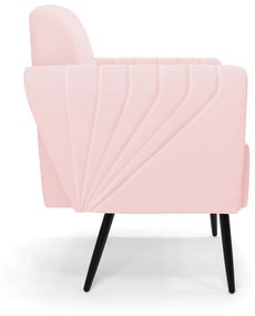 Sofá Namoradeira com 2 Poltronas Pés Palito de Ferro Bruna Suede - D'Rossi - Rosa Bebê