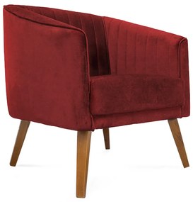 Poltrona Decorativa Dalia Pés de Madeira Suede Vermelho - Sheep Estofados - Vermelho
