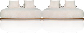 Sofá Modulado 6 Lugares com Almofadas Soltas Pés Madeira Maciça 400cm Homer Bouclê Off White G63 - Gran Belo