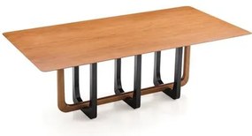 Mesa de Jantar Dylan Tampo e Base Cinamomo Detalhe em Laca Preta 220cm - 77407 Sun House