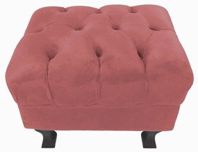 Puff Retrô Luis XV Capitonê Suede Rose - D'Rossi
