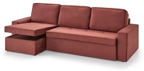 Sofa Cobain 2 Lugares Chaise Longue Bau Vermelho + Dispositivo USB 280cm - 62527 Sun House