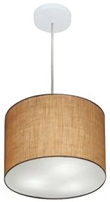 Lustre Pendente Cilíndrico Md-4210 Cúpula em Tecido 30x25cm Palha - Bivolt