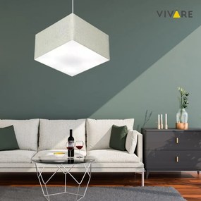 Lustre Pendente Quadrado Md-4020 Cúpula em Tecido 21/35x35cm Rustico Cinza - Bivolt