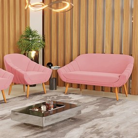 Kit 01 Namoradeira 02 Lugares e 01 Poltrona Giovana Suede Pés Palito Castanho D03 - D'Rossi 



 - Rose