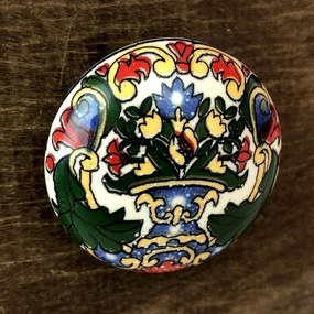 Puxador de Gaveta Vaso Azul c/ Flores