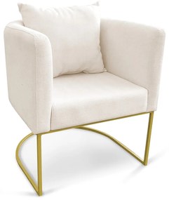 Kit 01 Namoradeira 02 Lugares e 02 Poltronas Paola Linho Base Metálica Dourado D03 - D'Rossi - A27 Areia