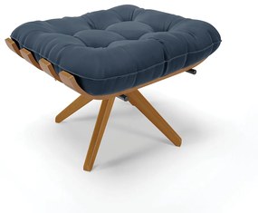 Puff Giratório Costela Suede Azul Marinho Base de Madeira MA30 M11 - D'Rossi
