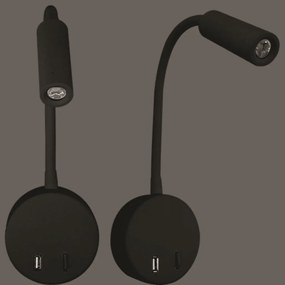 Arandela Mamba Ø9X25X3,6Cm Led 3W 3000K Ip20 Preto |Opus Hm 38834