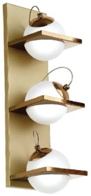 Arandela C/ Globo Apoio Vertical 43X14X12Cm Metal E Vidro 3 X G9 Globo... (DOURADO BRILHO, FOSCO)