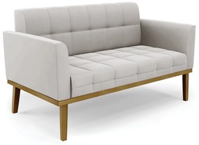 Poltrona Namoradeira Decorativa Karen Pés Fixo em Madeira Castanho Veludo Cinza G19 - Gran Belo