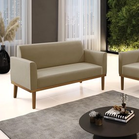 Sofá 2 Lugares Namoradeira Marisa Base Madeira Castanho Suede D03 - D'Rossi - Marrom Rato
