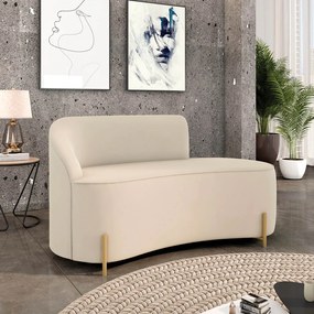 Sofá 2 Lugares Orgânico 140cm Pé Dourado Morgan Veludo D03 - D'Rossi - Bege