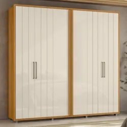 Guarda Roupa Casal 250cm Com 6 Portas Vibe Off/Cinamomo Z10 - Mpozenat