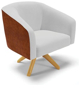 Poltrona Decorativa Giratória MA30 Stella Nozes/Linho Cinza D03 - D'Rossi