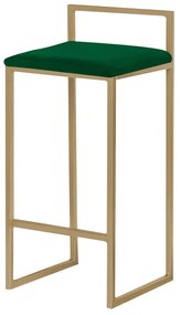 Banqueta Decorativa Jasmine Base Gold Suede Verde G41 - Gran Belo