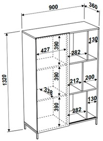Estante Multifuncional Com 1 Porta 9 Prateleiras - Vermont