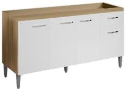 Balcão de Cozinha Para Pia 150cm Gabriela Amêndoa/Branco    - AJL Móve