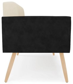 Sofá Namoradeira 2 Lugares Pés Palito Natural Elisa Preto/Linho Bege A19 D03 - D'Rossi