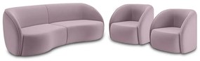 Conjunto Sofá Sala de Estar Bipartido 318cm e 2 Poltronas Clarke Veludo Rosê G45 - Gran Belo