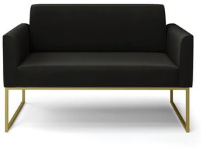 Sofá Namoradeira Base Industrial Dourado Marisa Suede Preto D03 - D'Rossi