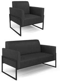 Sofá Namoradeira com Poltrona Base Industrial Alta Preto Marisa Corino D03 - D'Rossi - Preto