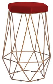 Banqueta Decorativa Rubel Base Gold Suede Vermelho G41 - Gran Belo