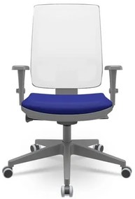 Cadeira Brizza Diretor Grafite Tela Branca Assento Aero Azul Base Autocompensador Piramidal - 66173 Sun House