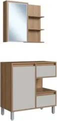Gabinete Banheiro 80cm e Espelheira 70cm Clari Mel/Arenas F10 - Mpozen