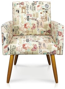 POLTRONA NINA ESTAMPADO RETRO ROSA D61 P